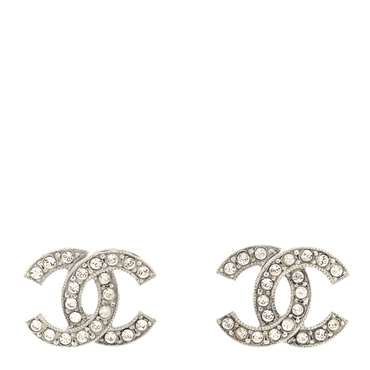 Chanel Crystal CC Earrings Silver 1 of 4