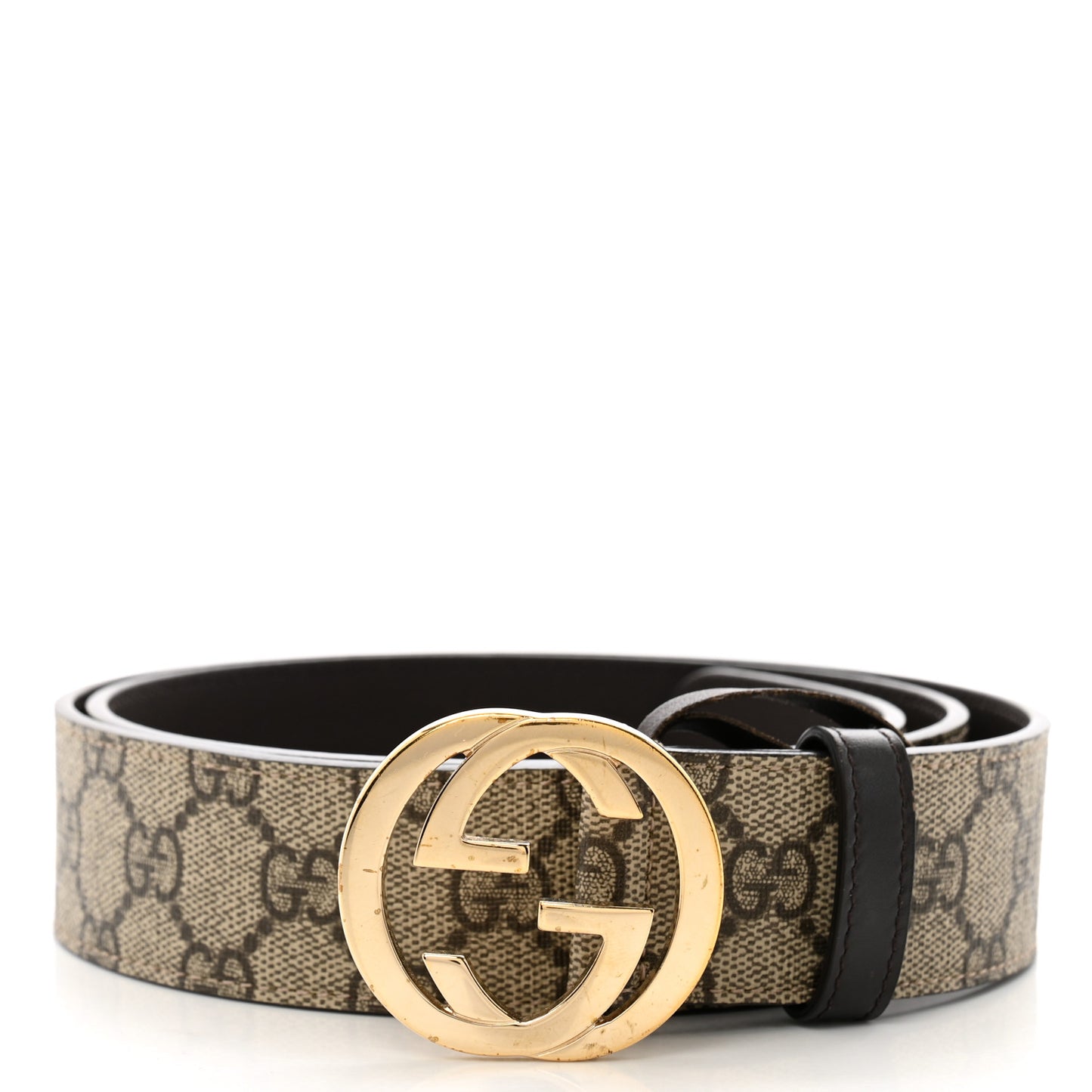 GG Supreme Monogram Interlocking G 37mm Belt 95 38 Beige Ebony Cocoa