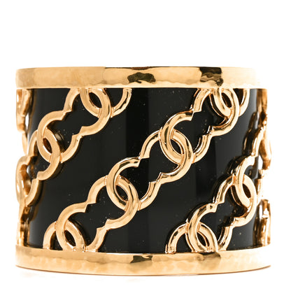 Chanel Resin Metal CC Cuff Bracelet Gold Black 1 of 4
