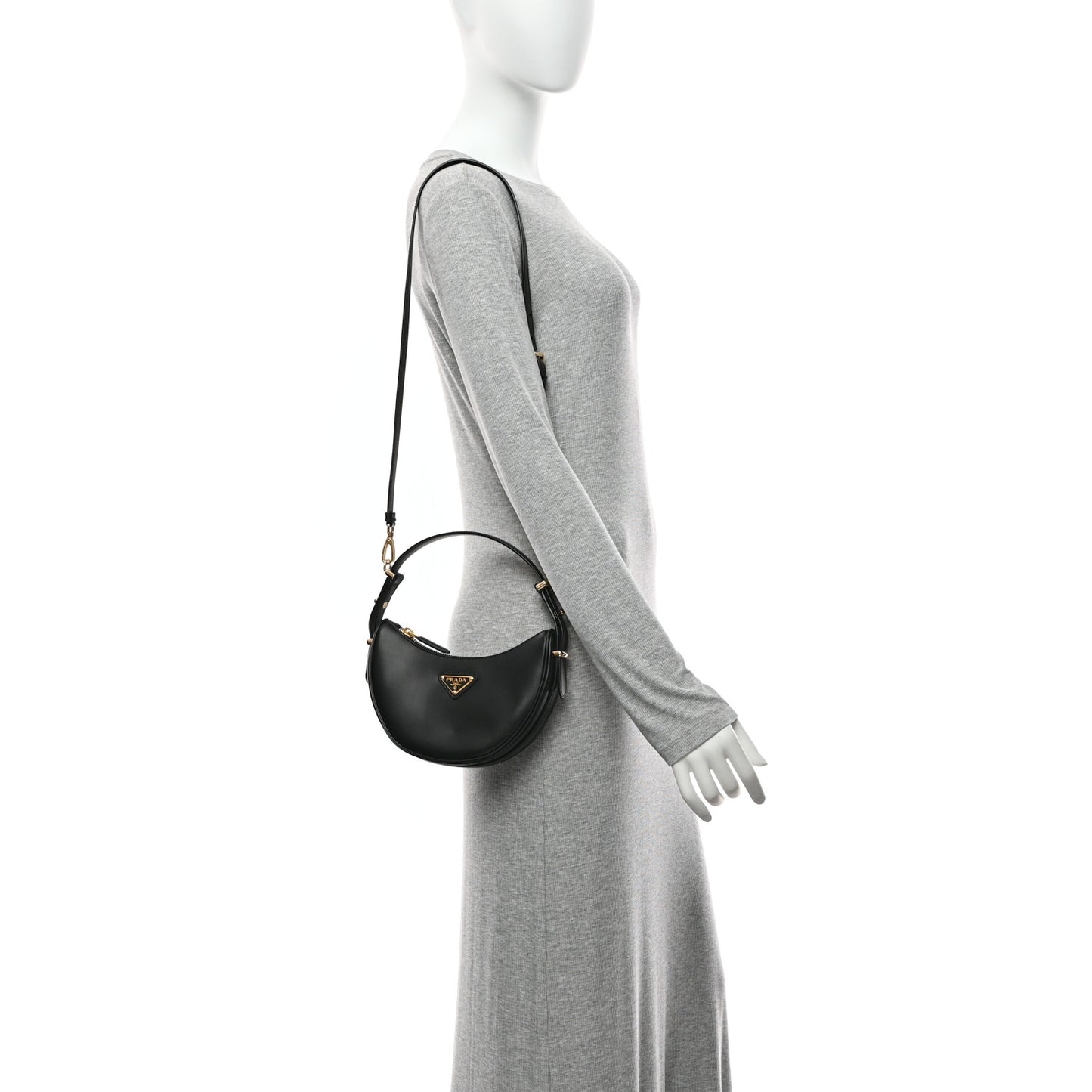 Soft Calfskin Mini Arque Shoulder Bag Black