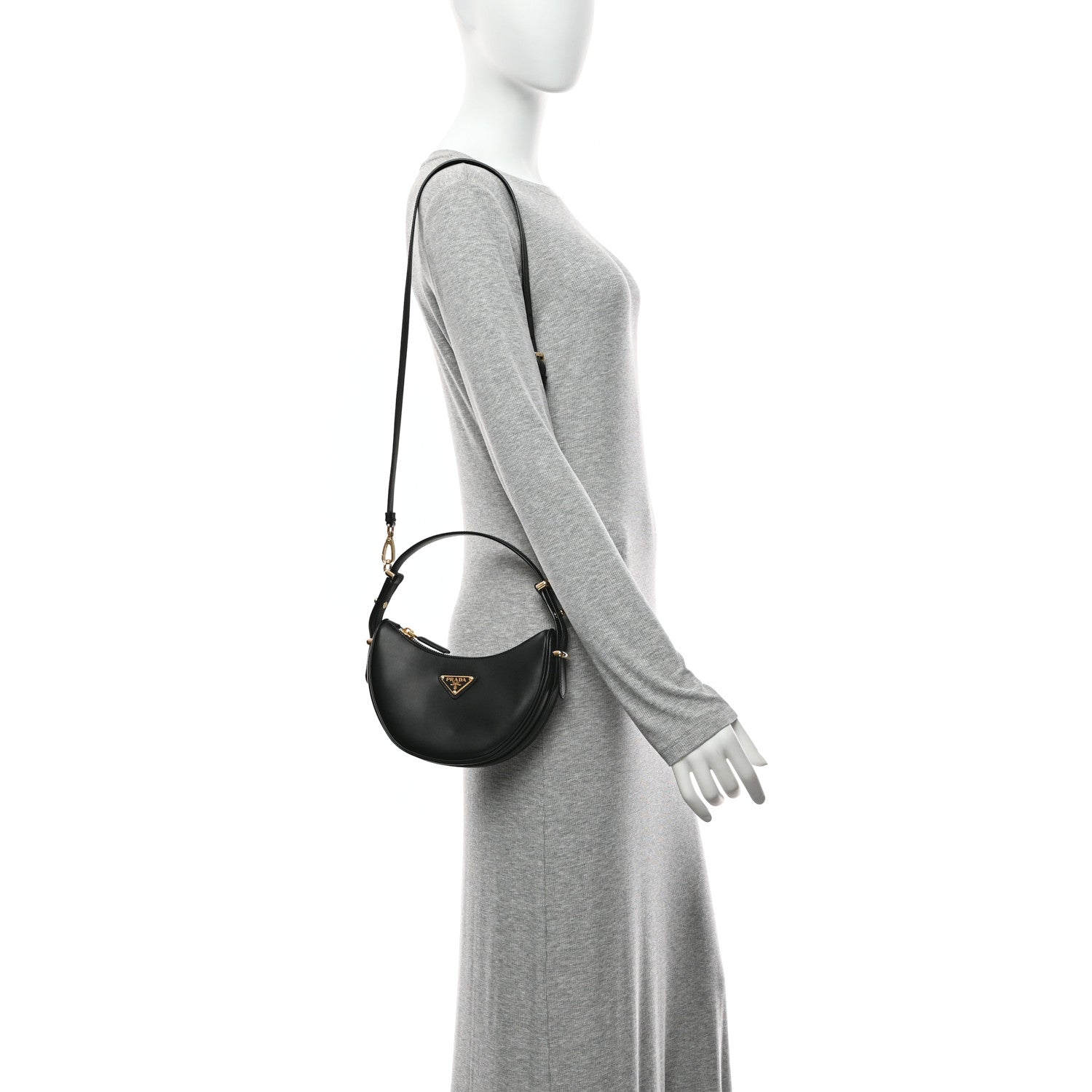 Prada Soft Calfskin Mini Arque Shoulder Bag Black 2 of 11