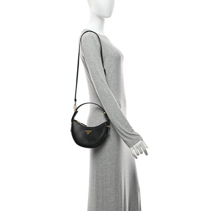 Prada Soft Calfskin Mini Arque Shoulder Bag Black 2 of 11