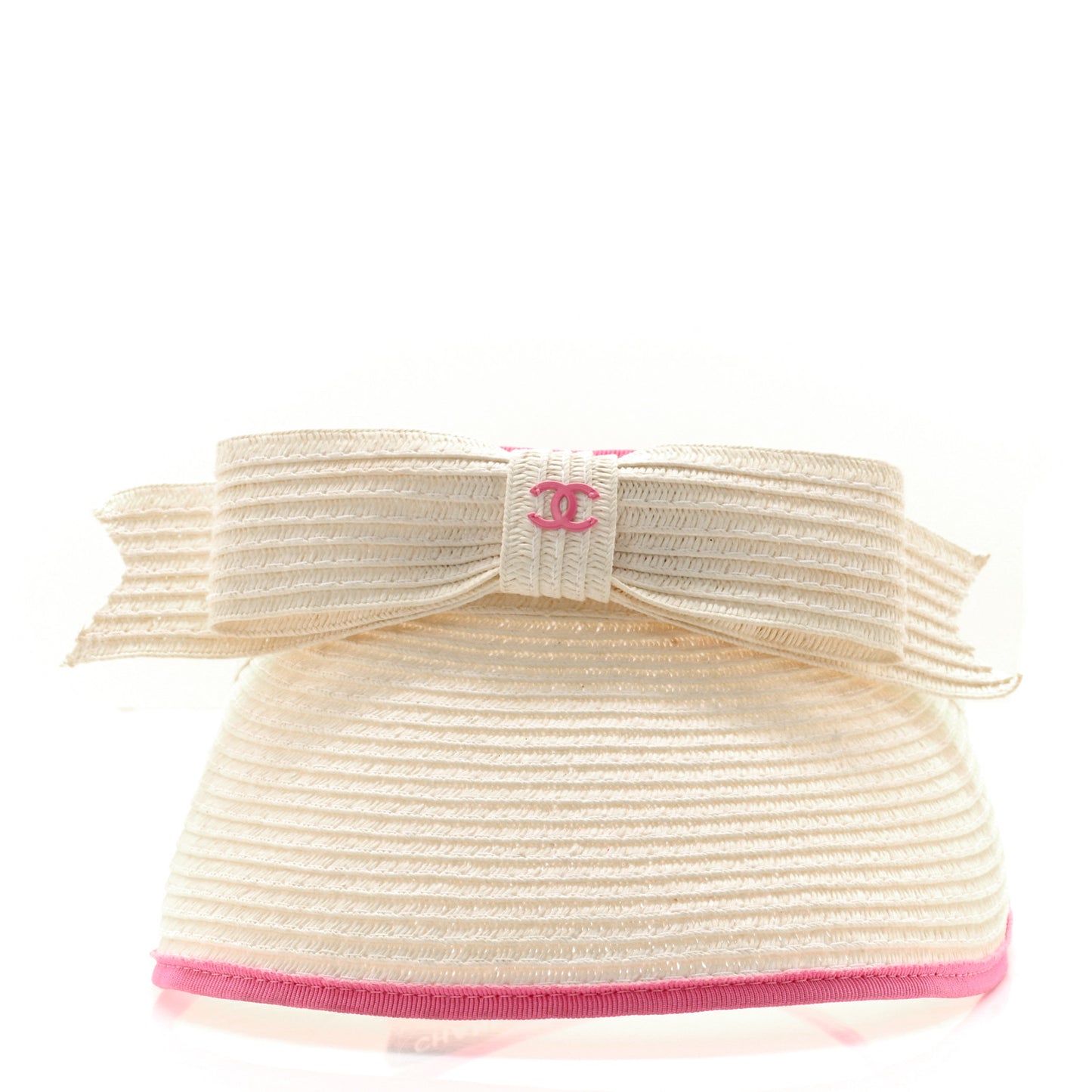 Straw Grosgrain Visor M White Pink