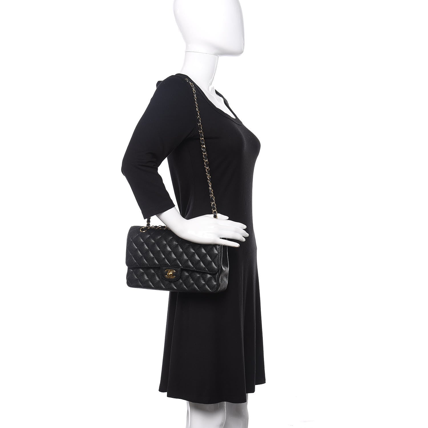 Chanel Caviar Quilted Medium Double Flap Black 2 of 12
