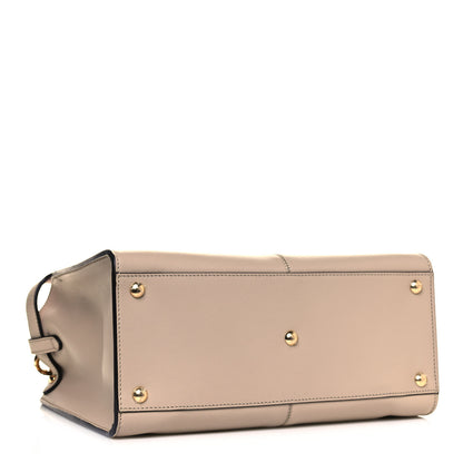 Fendi Vitello Seta Glazed Fabric FF 1974 Medium Peekaboo X-Lite Nuvola Mogano Panna 6 of 19