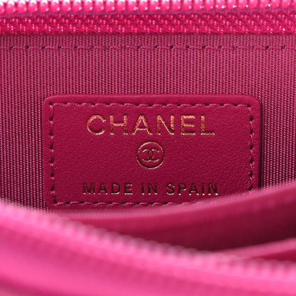 Chanel Caviar Quilted Boy Zip Around Coin Purse Wallet Fuchsia 6 of 8
