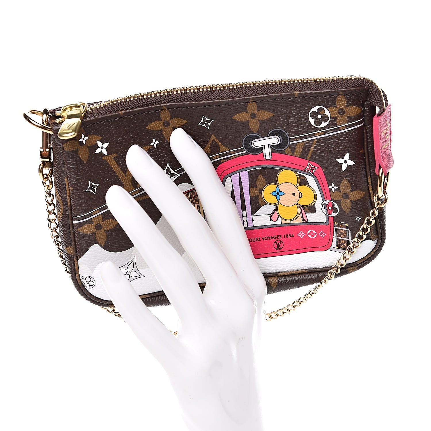 Louis Vuitton Monogram 2019 Christmas Animation Mini Courchevel Pochette Accessories Fuchsia 2 of 8