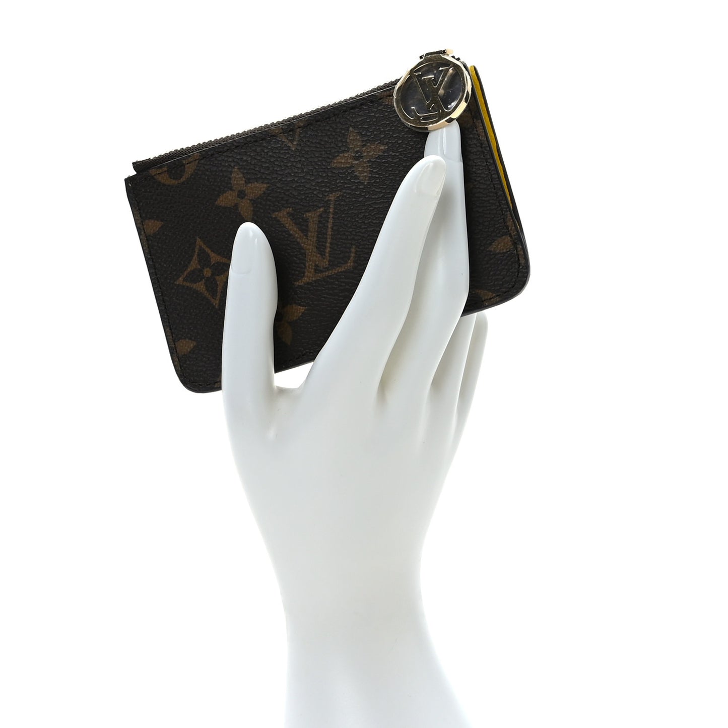 Monogram Zipped Romy Card Holder Yellow