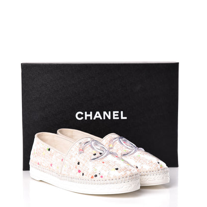 Chanel PVC Tweed CC Espadrilles 37 Coral White Transparent 9 of 9