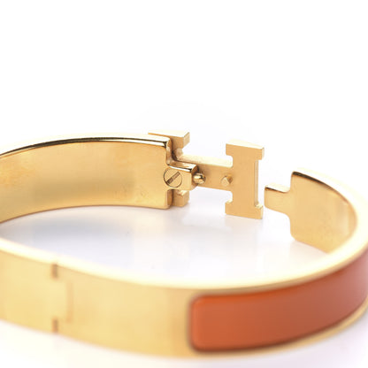 Hermes Enamel Narrow Clic Clac H Bracelet PM Orange 5 of 6