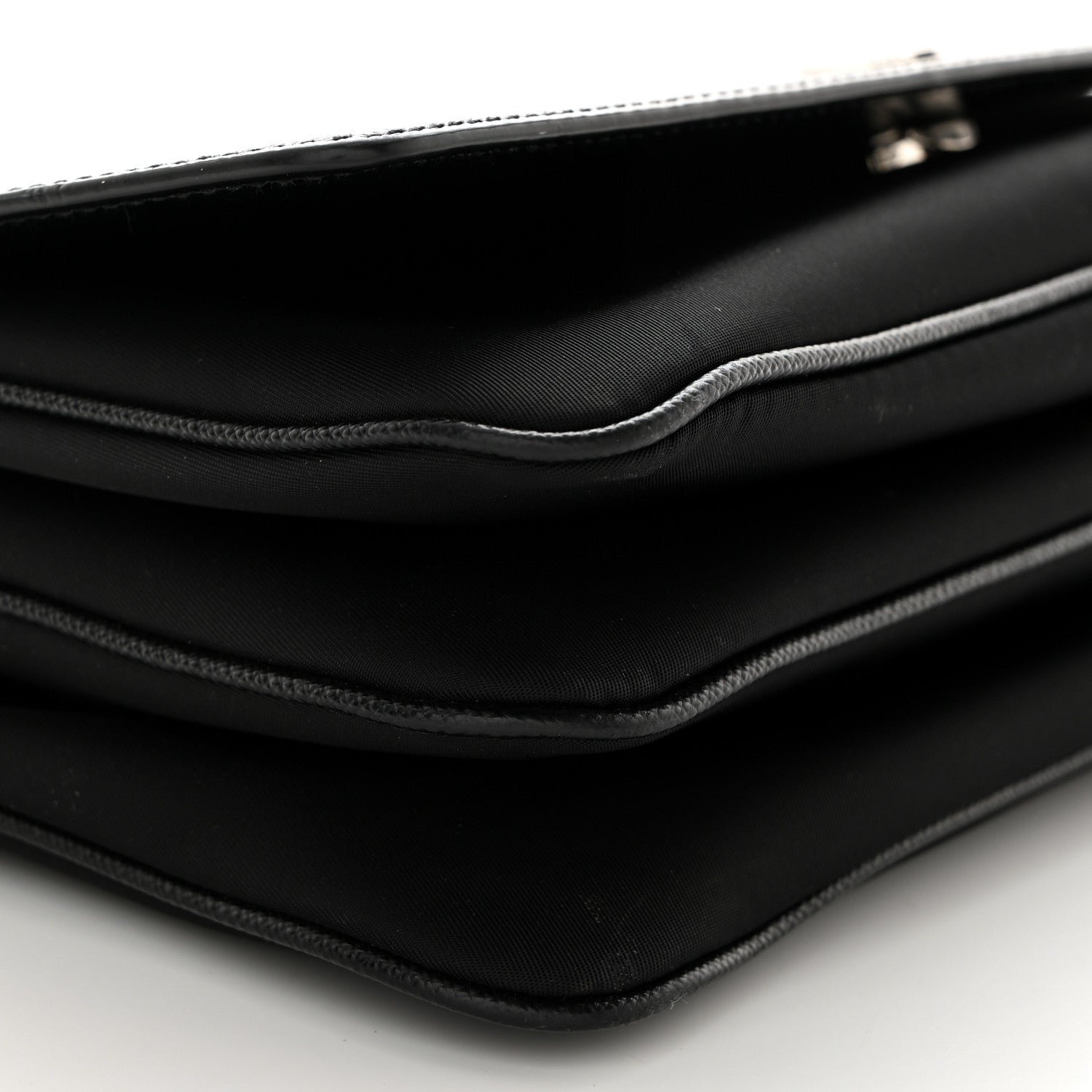 Prada Saffiano Tessuto Nylon Chain Shoulder Bag Black 9 of 10