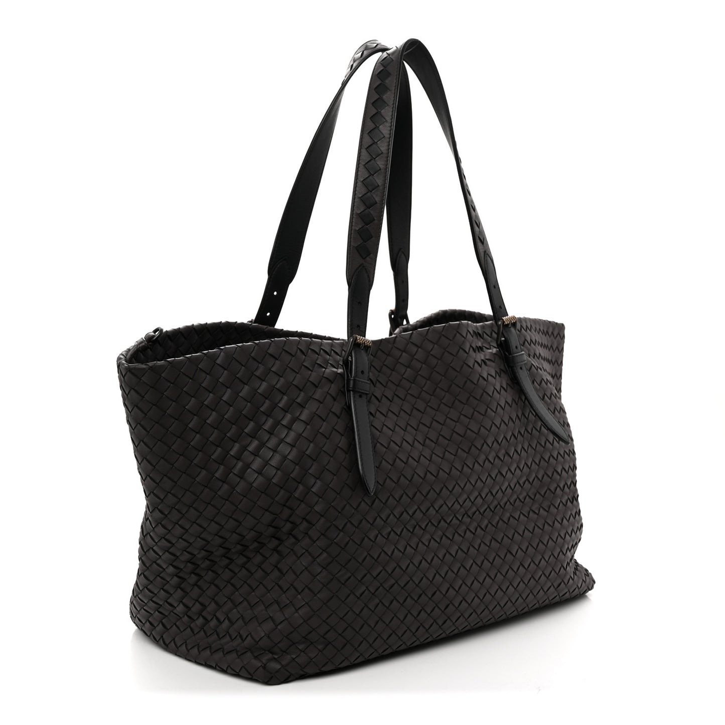 Nappa Intrecciato Large Cesta Tote Purple Black