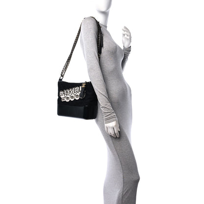 Chanel Wool Calfskin Quilted Medium Gabrielle Hobo Black 3 of 12
