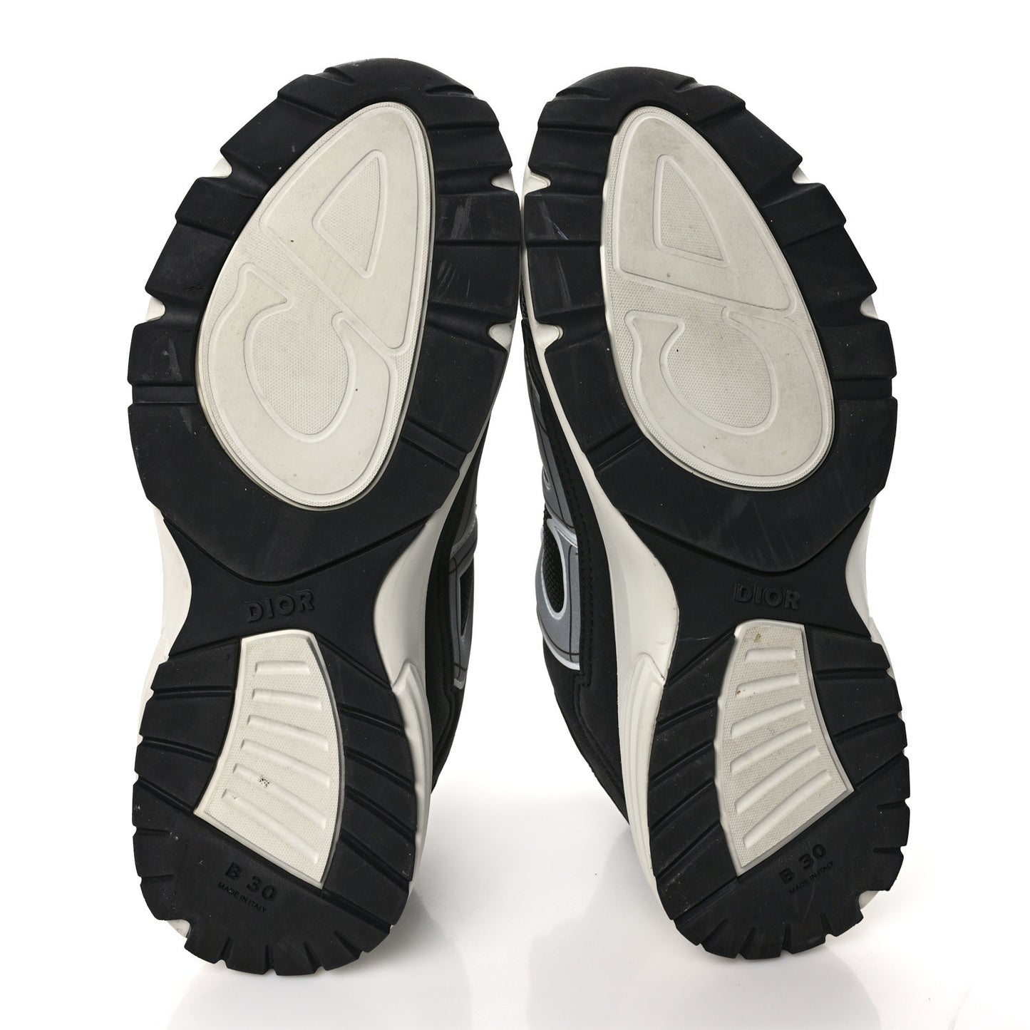 Technical Mesh Calfskin Mens B30 Sneakers 42 Black White