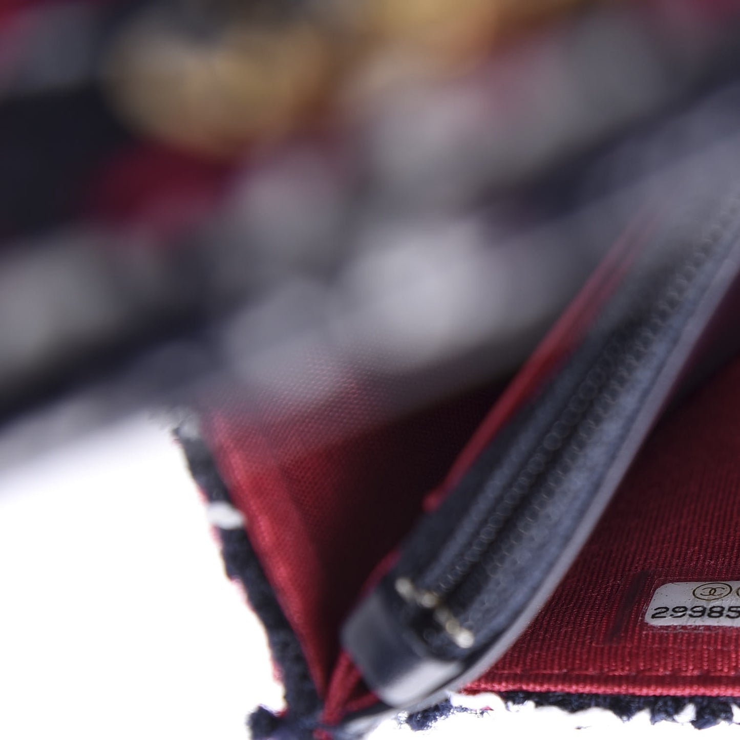 Wool Tweed Lambskin Quilted 19 Wallet On Chain WOC and Coin Purse Blue White Red