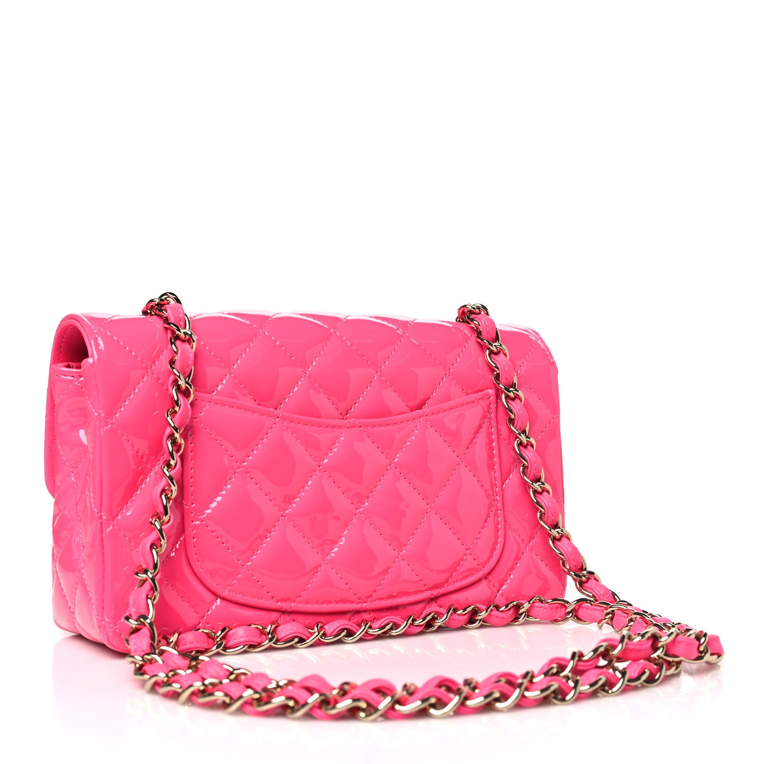 Chanel Patent Calfskin Quilted Mini Rectangular Flap Pink 3 of 11
