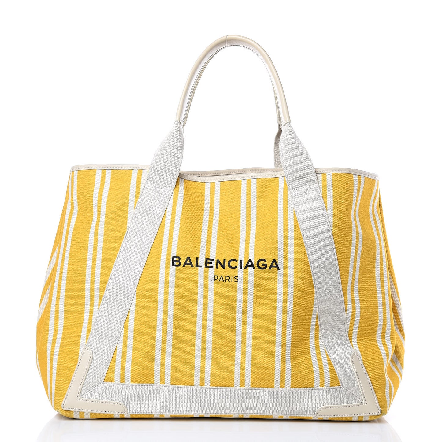 Canvas Navy Striped M Cabas Tote Moutarde