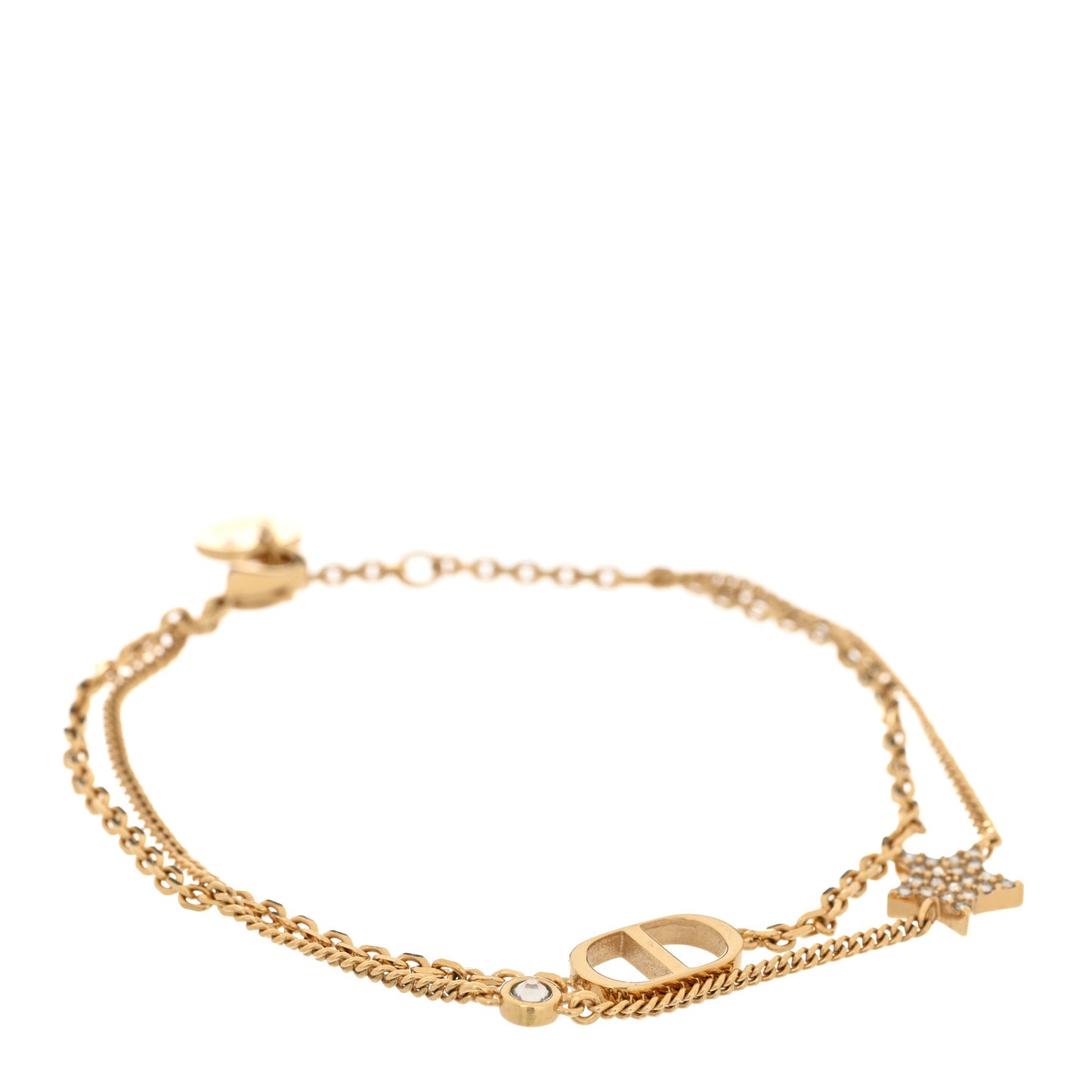 Metal Crystal Petit CD Double Bracelet Gold