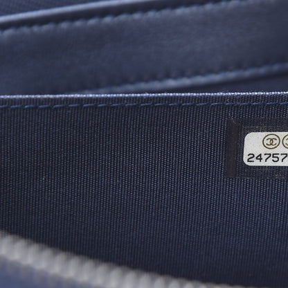 Chanel Metallic Caviar Quilted Small Zipped Boy Pouch Navy 8 of 8