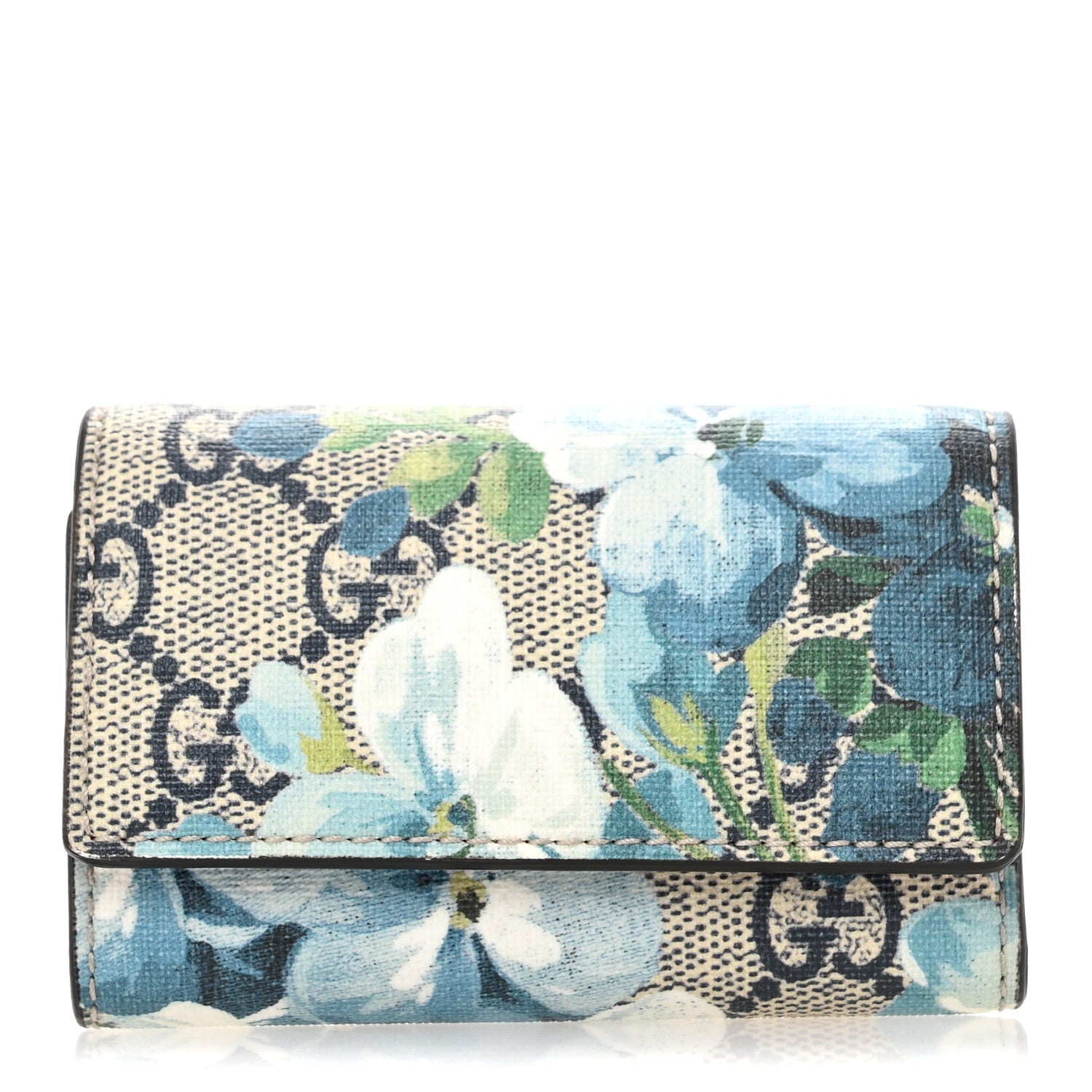 Gucci GG Supreme Monogram Blooms 6 Key Holder Case Multicolor Blue 1 of 10