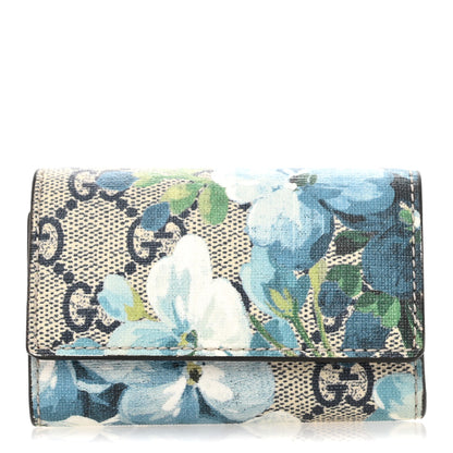 Gucci GG Supreme Monogram Blooms 6 Key Holder Case Multicolor Blue 1 of 10