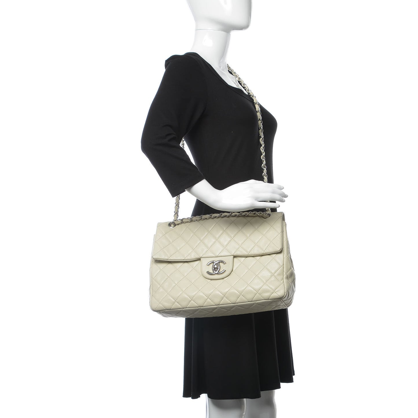 Caviar Quilted Maxi Single Flap White