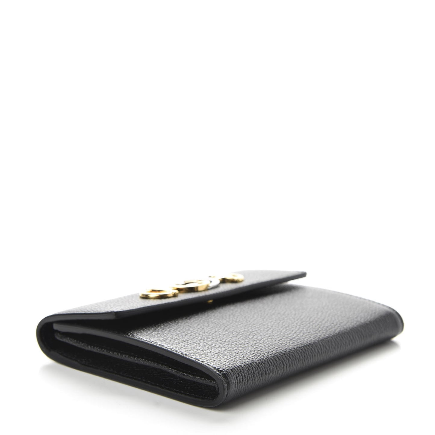 Grainy Calfskin Zumi Flap Card Case Black