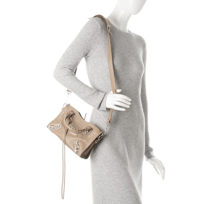 Balenciaga Chevre Silver Metallic Edge Hardware Mini City Beige Latte 2 of 7