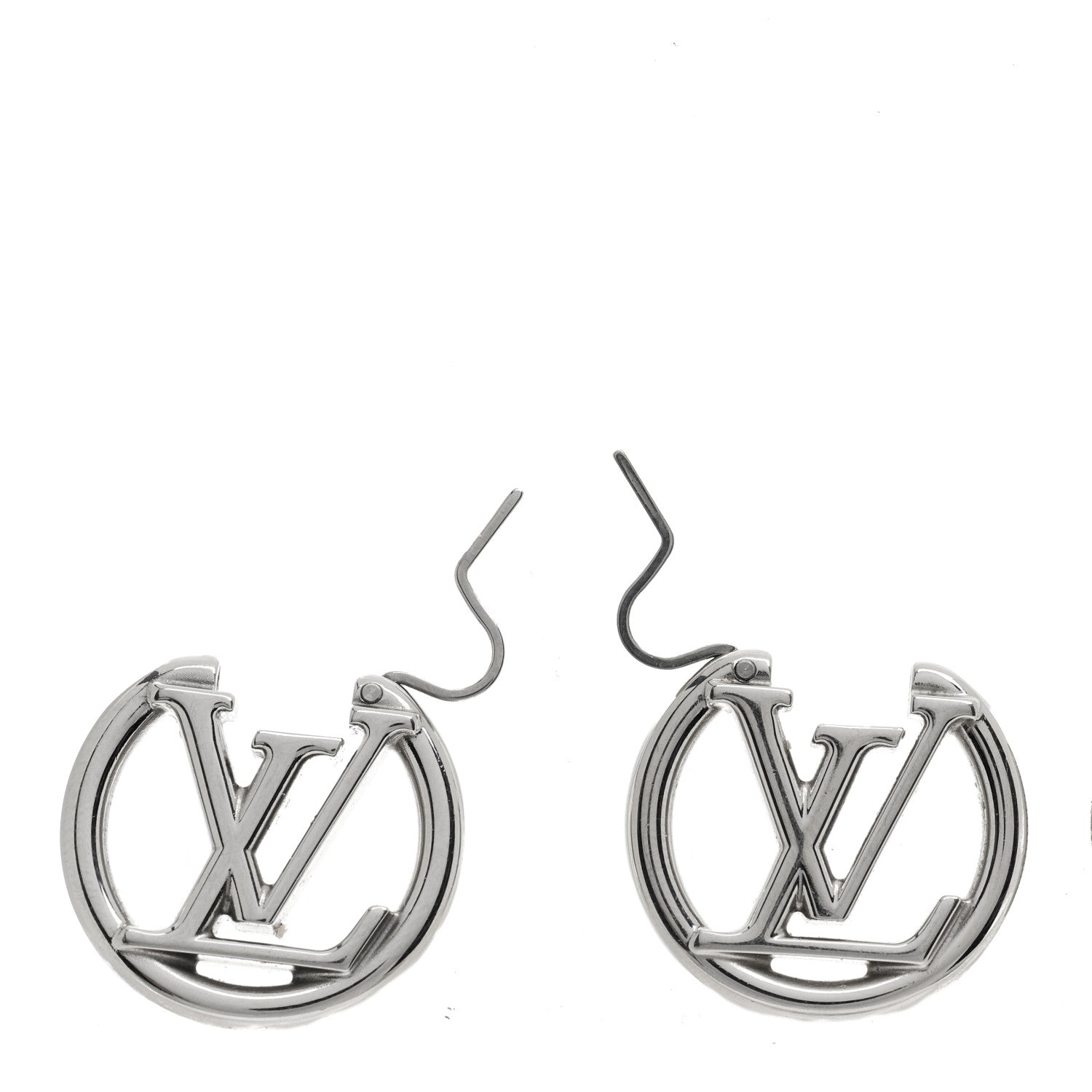 Louis Vuitton Palladium Small Louise Hoop Earrings Silver 3 of 4
