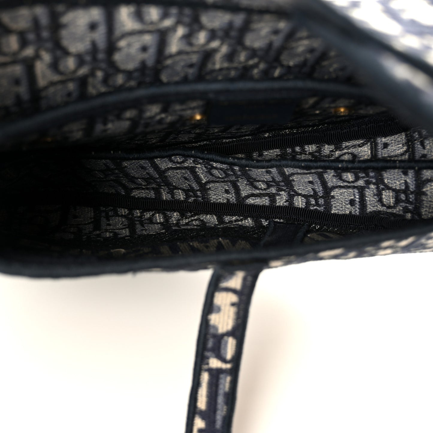 Oblique Embroidered Saddle Bag Blue