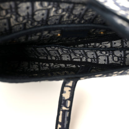 Christian Dior Oblique Embroidered Saddle Bag Blue 5 of 10