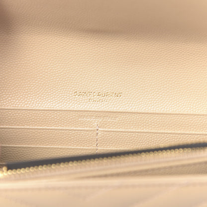 Saint Laurent Grain De Poudre Matelasse Chevron Monogram Flap Wallet Nude Powder 6 of 12