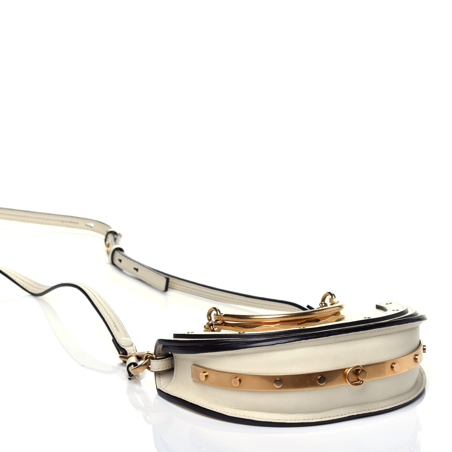 Calfskin Small Nile Bracelet Minaudiere Bag Off White
