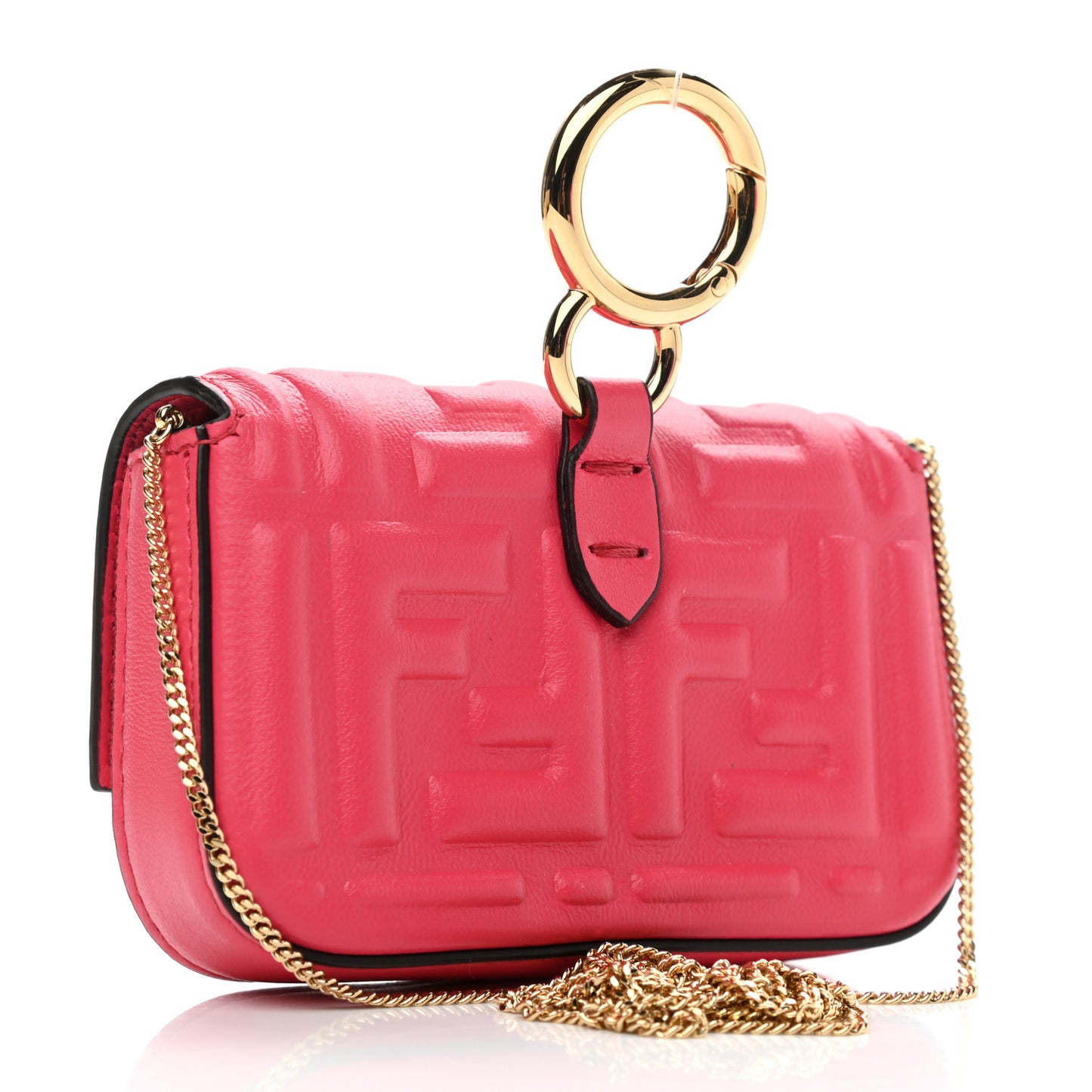 Nappa Matisse FF Embossed Nano Baguette Charm Lampone