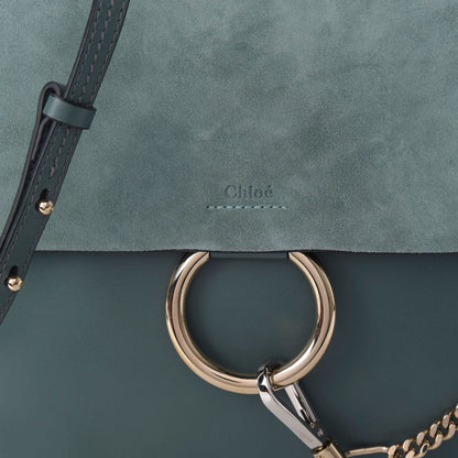 Chloe Suede Calfskin Medium Faye Shoulder Bag Teal 15 of 16