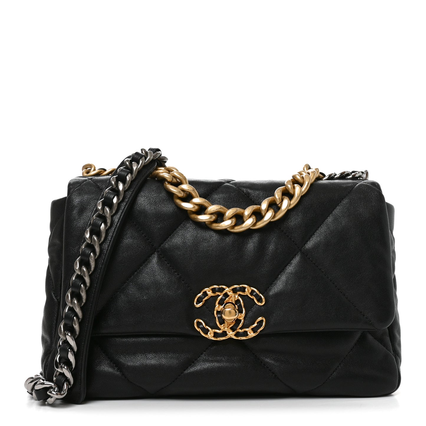 Goatskin Quilted Medium Chanel 19 Flap Black