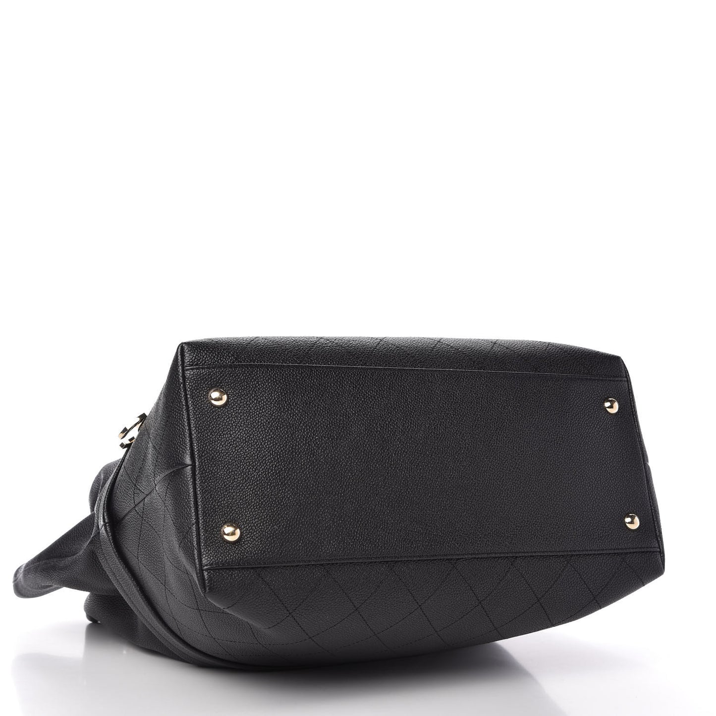 Crumpled Grained Calfskin Zip and Carry Shopping Tote Black
