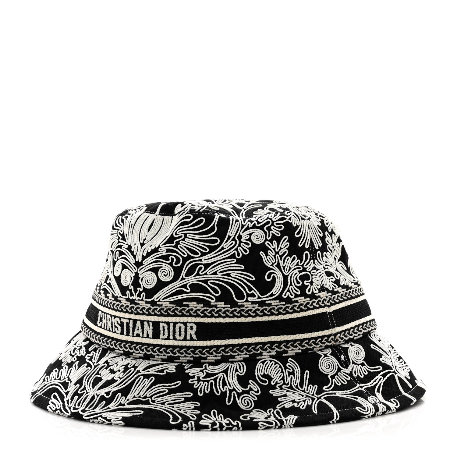 Christian Dior Cotton D-Bobby Small Brim Bucket Hat 57 Black White