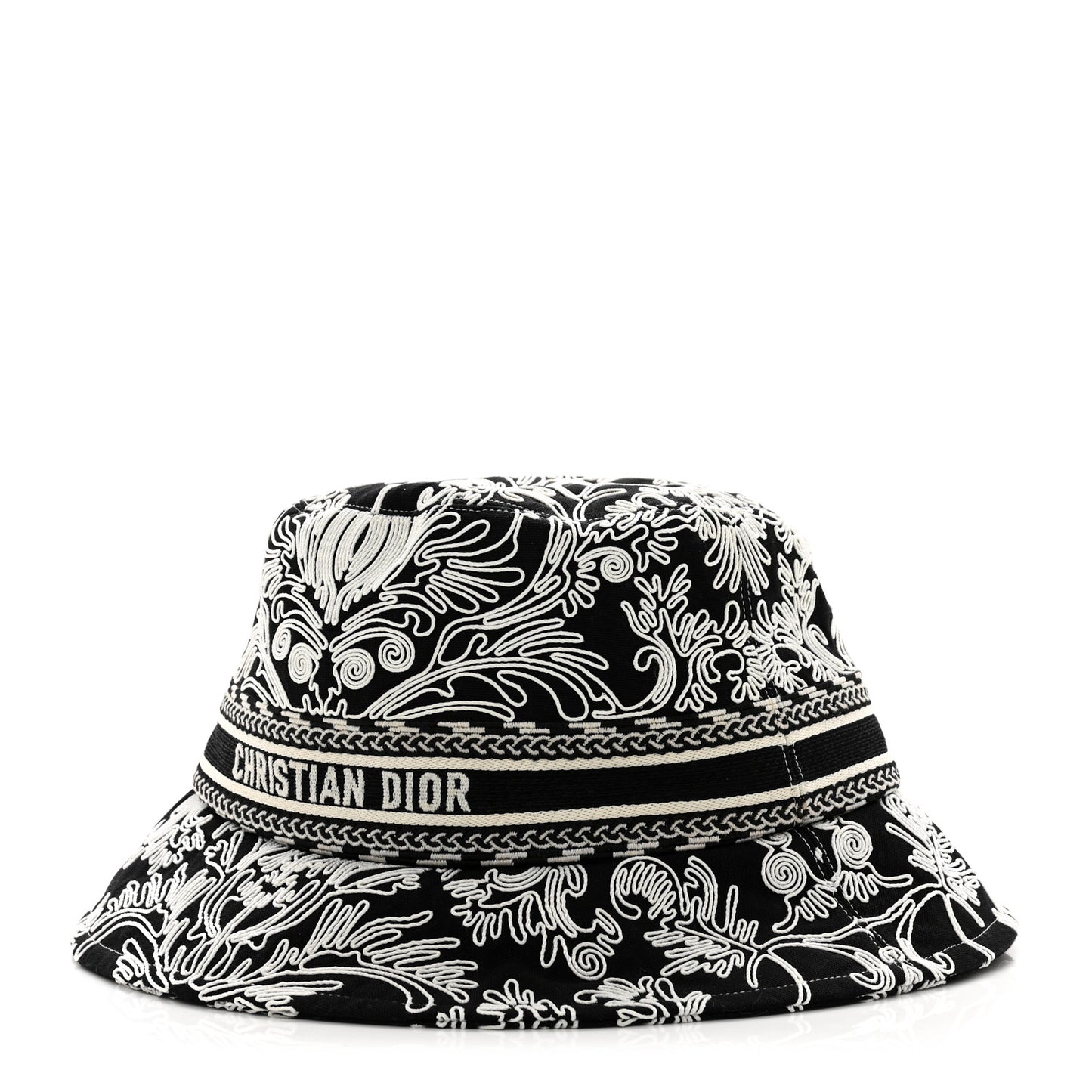 Cotton D-Bobby Small Brim Bucket Hat 57 Black White