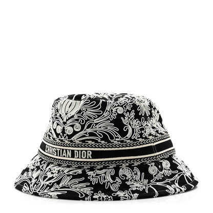 Christian Dior Cotton D-Bobby Small Brim Bucket Hat 57 Black White 1 of 7
