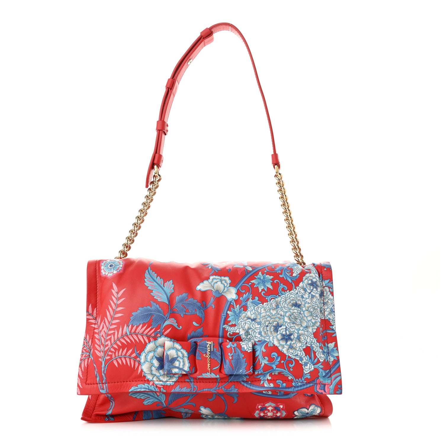 Salvatore Ferragamo Calfskin Chinese New Year Viva Bow Shoulder Bag Rosso 1 of 9