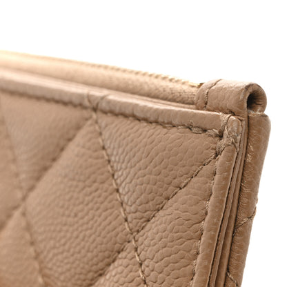 Chanel Caviar Quilted Flap Zip Card Holder Dark Beige 9 of 11