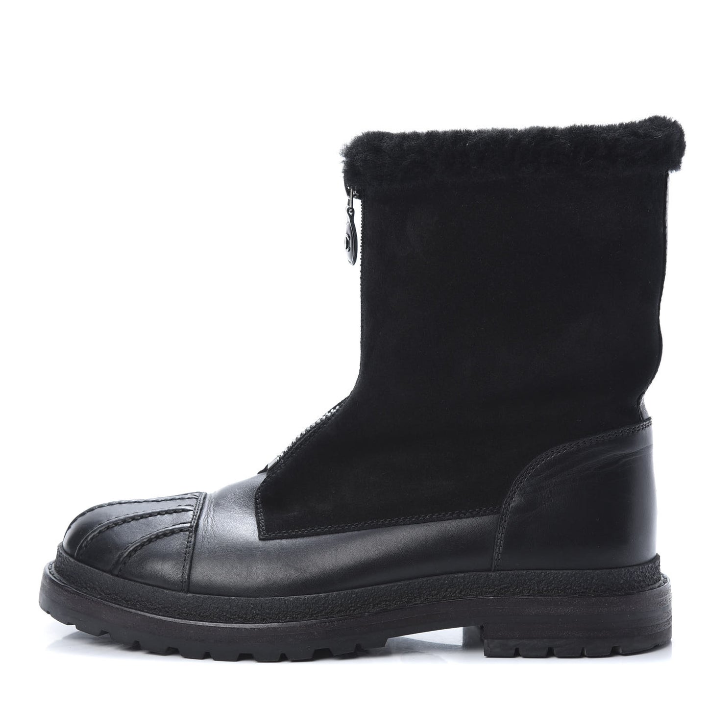 Calfskin Suede CC Ankle Snow Boots 39.5 Black