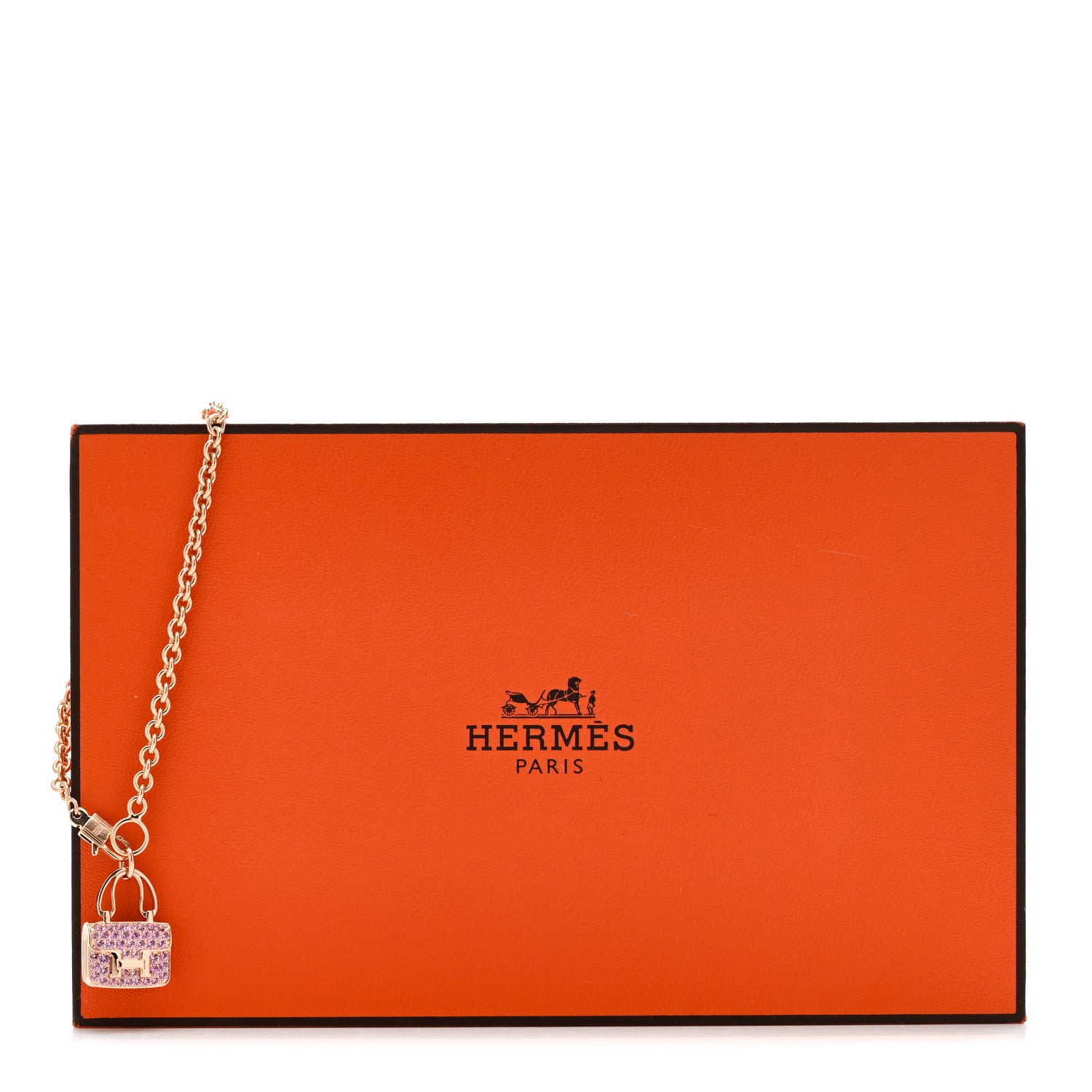 Hermes 18K Rose Gold Pink Sapphire Constance Amulettes Bracelet SH 5 of 5