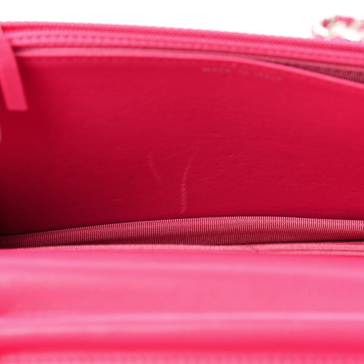 Lambskin Quilted Wallet On Chain WOC Pink