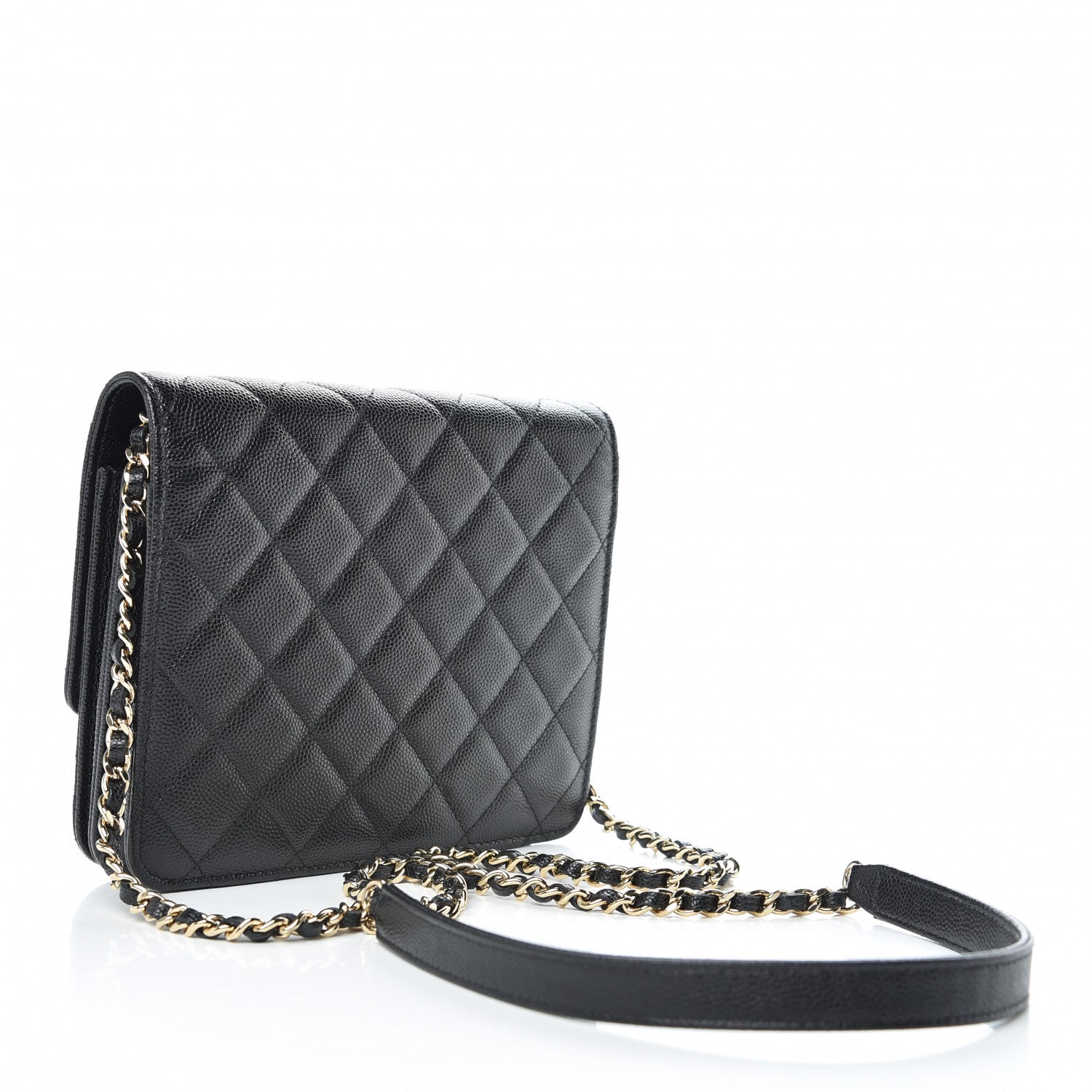 Chanel Caviar Quilted Square Wallet On Chain WOC Black 3 of 12