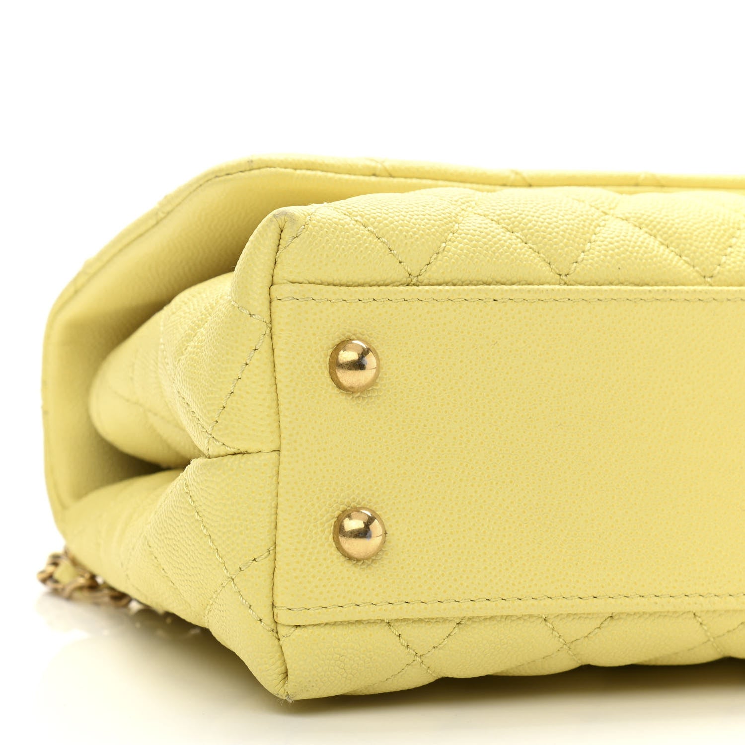 Chanel Caviar Quilted Mini Coco Handle Flap Yellow 8 of 10