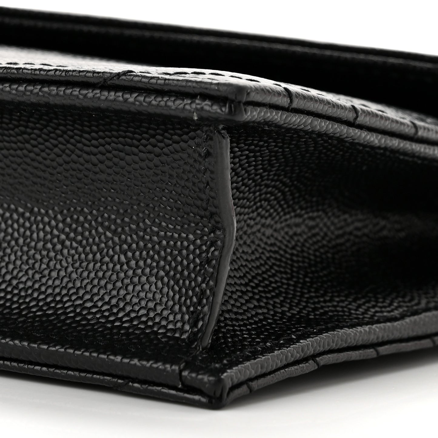 Grain De Poudre Matelasse Chevron Monogram Monochrome Envelope Chain Wallet Black