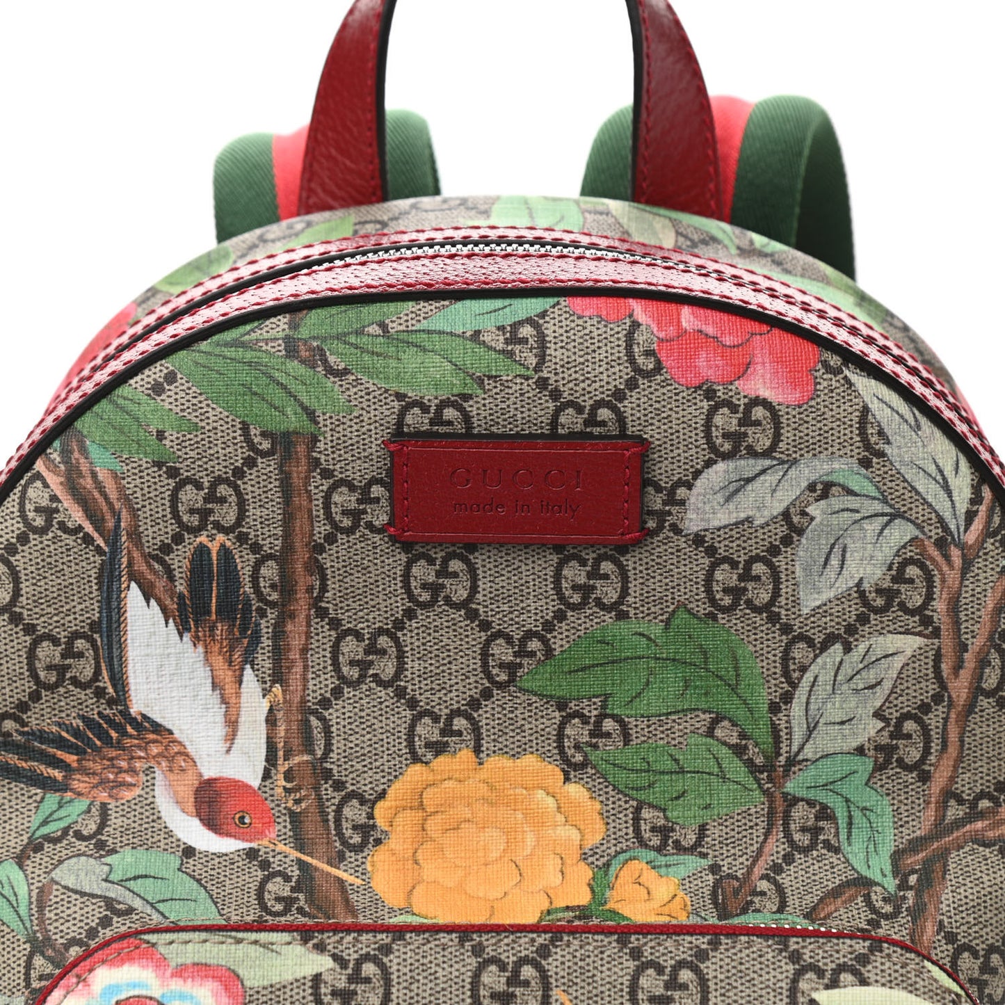 GG Supreme Monogram Tian Web Small Day Backpack Beige Multicolor Red
