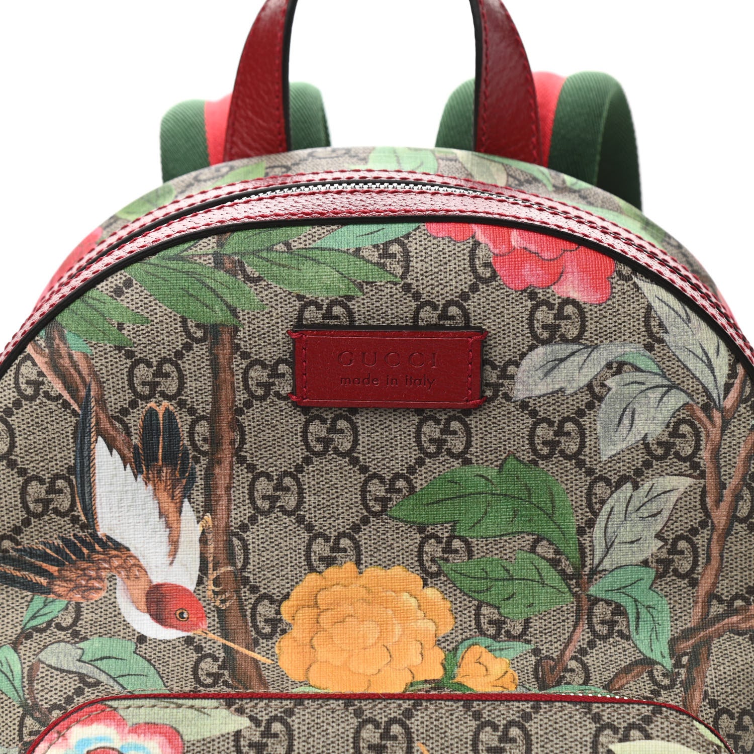 Gucci GG Supreme Monogram Tian Web Small Day Backpack Beige Multicolor Red 8 of 11
